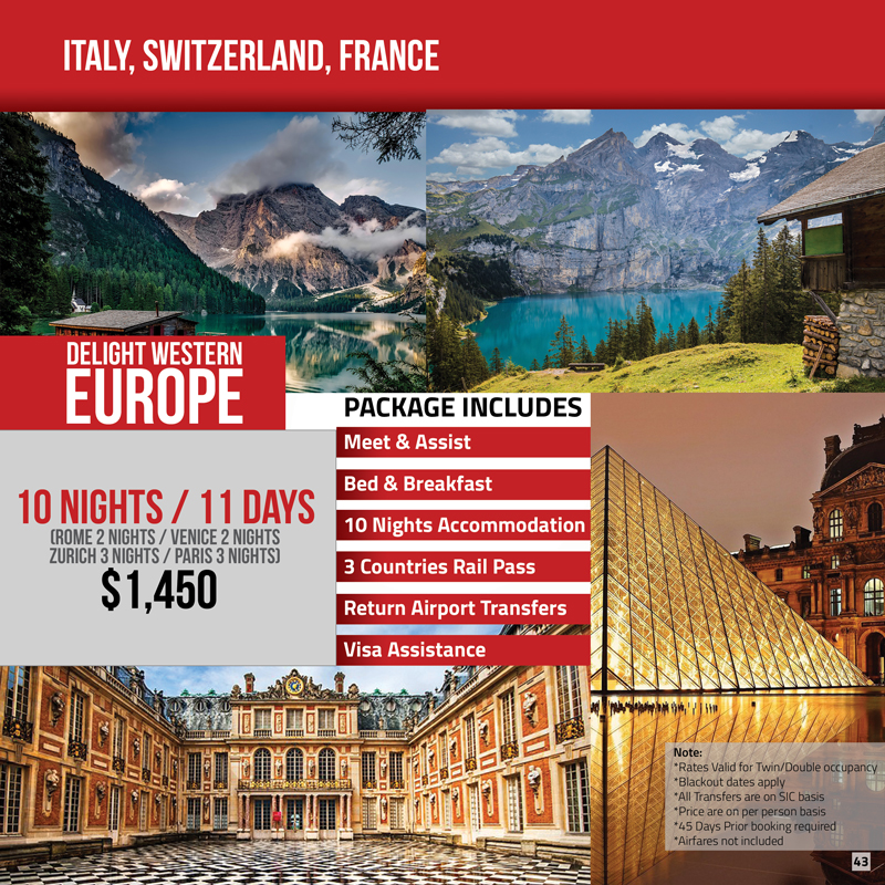 france italy switzerland tour packages