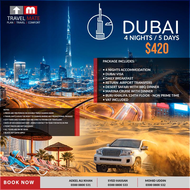 dubai 7 days tour package from pakistan price